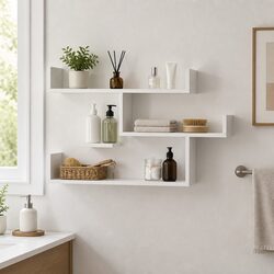 3-Tier Floating Wall Shelf in White for Efficient Storage