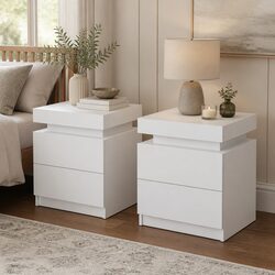 Two-Drawer Bedside Table with Lift-Up Top Storage