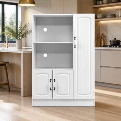 White Buffet Sideboard Cabinet with Storage Compartments