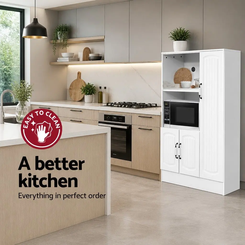 Buffet Sideboard Cabinet White Storage Display Shelves Kitchen Cupboard 80cm W x 38.5cm D x 120cm H