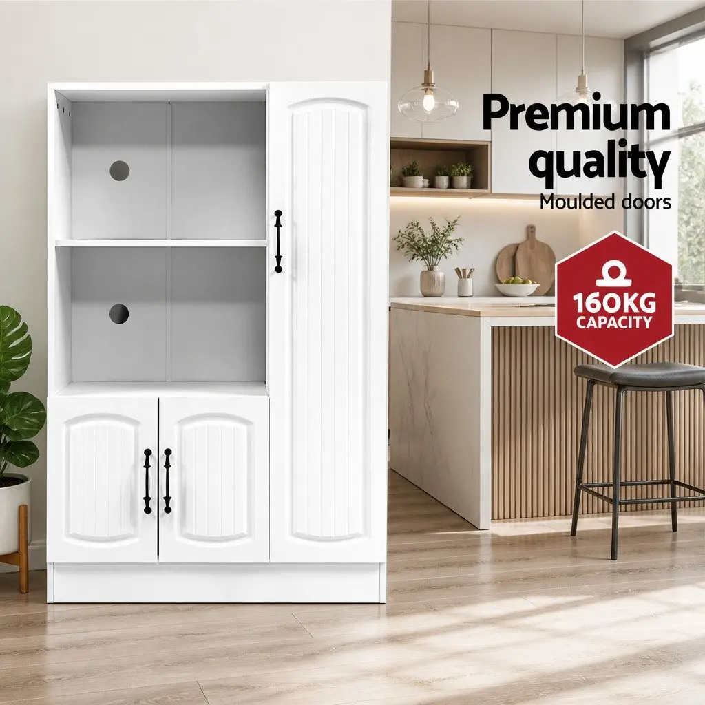 Buffet Sideboard Cabinet White Storage Display Shelves Kitchen Cupboard 80cm W x 38.5cm D x 120cm H
