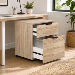 Beige 2-Drawer Filing Cabinet with Efficient Storage