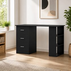 Functional Black Computer Desk with Storage Solutions