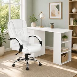 120cm Computer Desk and Office Chair Combo in White