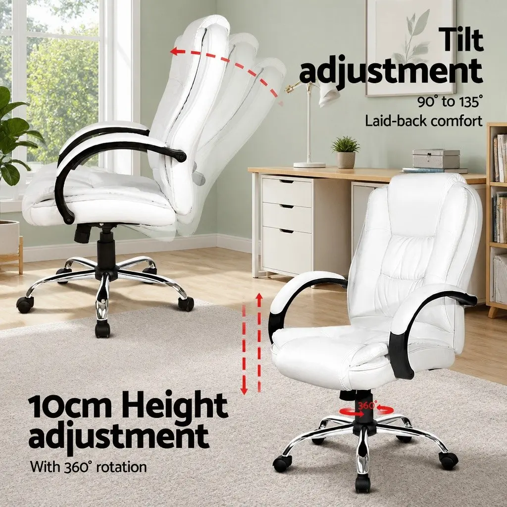Computer Desk Office Chair Set 120cm Executive Workspace White High Back Combo