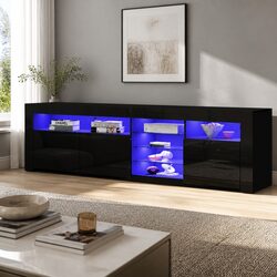 Sleek LED TV Cabinet 180cm in Black