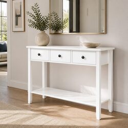 Elegant White Console Table with Vintage Accents