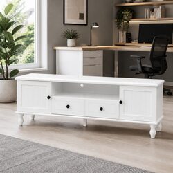 160cm White TV Entertainment Unit with Drawers and Cabinets