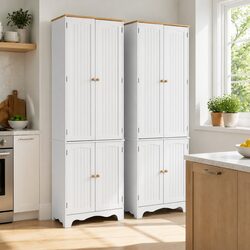 White 6-Tier Storage Cabinet for Kitchen and Dining