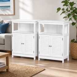 White Buffet Cabinet with Two Doors and Shelves
