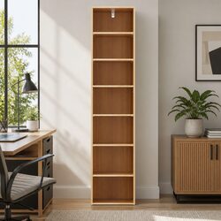 7-Tier Adjustable Pine Bookshelf Storage Unit