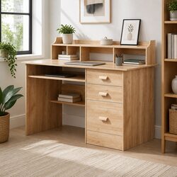 Computer Desk with Storage Shelves and Drawers