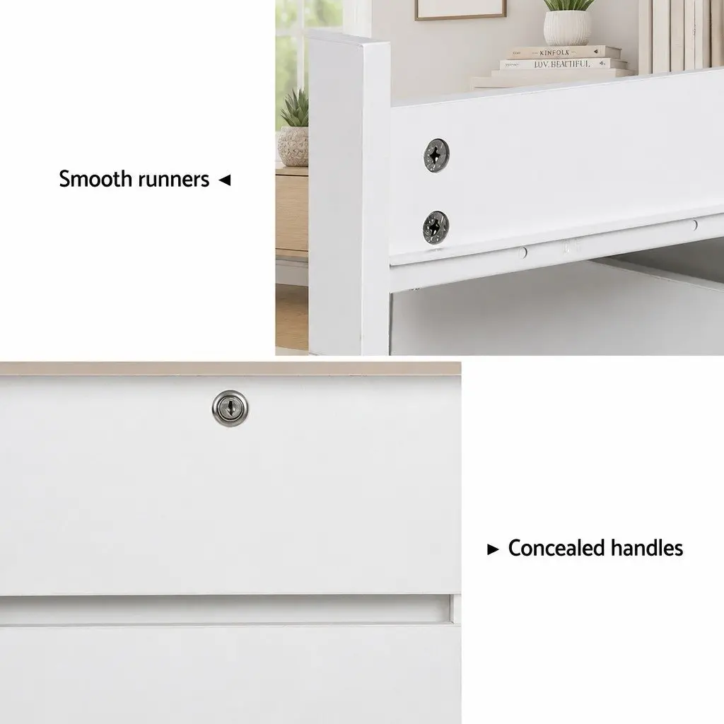 Computer Desk Spacious Desktop White Storage Drawer Bookshelf Cabinet
