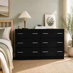 6-Drawer Black Dresser for Efficient Bedroom Storage