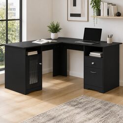 L-Shaped Corner Computer Desk with Adjustable Storage