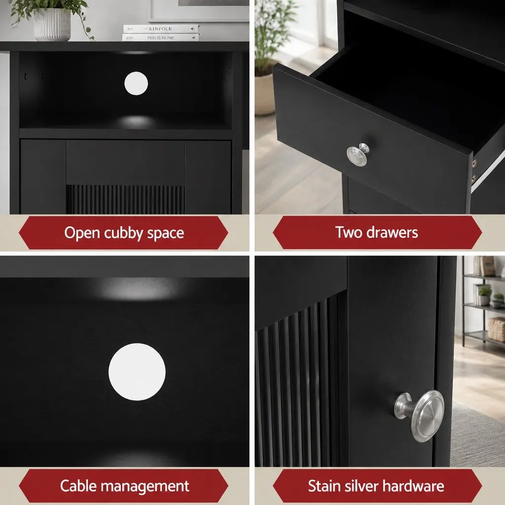 L-Shaped Computer Desk Home Office Study Corner Table Storage Drawers Cabinet