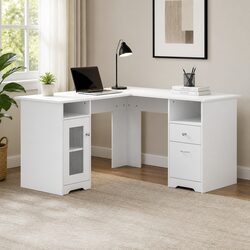 L-Shape Computer Desk with Storage and Adjustable Shelves