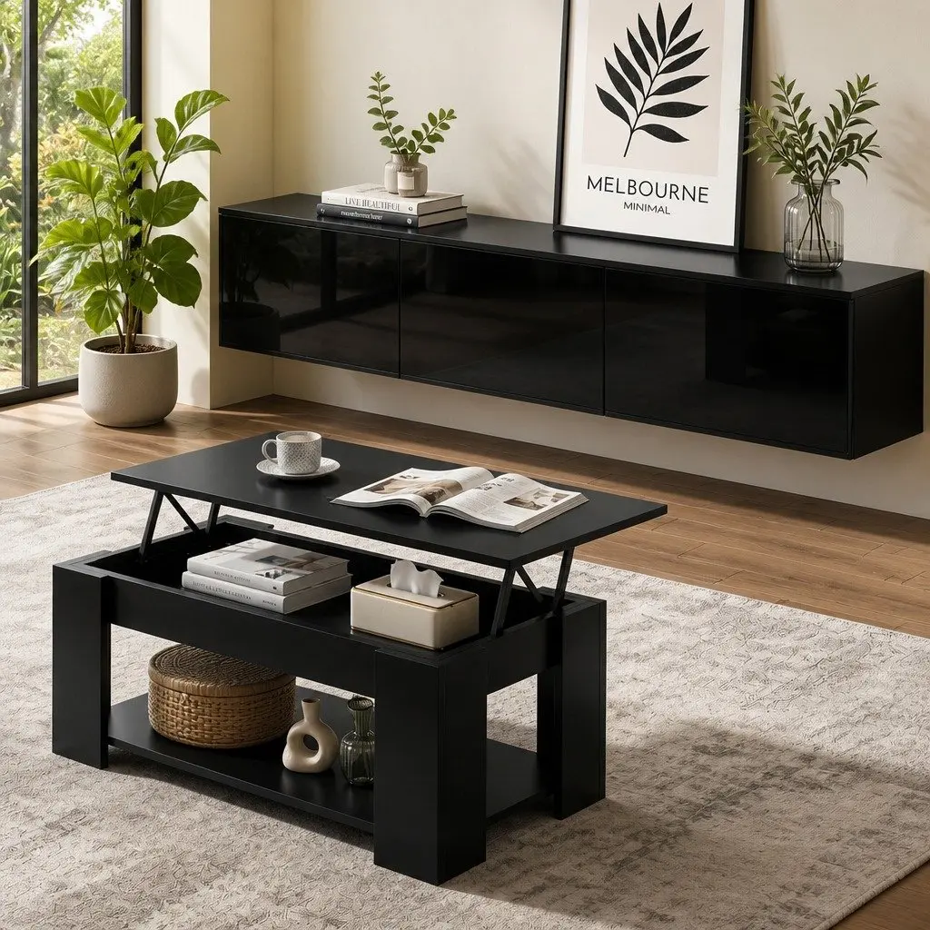 Black TV Unit & Coffee Table Bundle