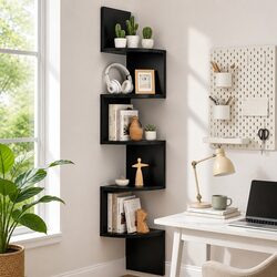 5-Tier Wall-Mounted Corner Shelf with Space-Saving Design