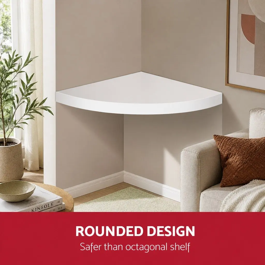 Corner Floating Shelf 5-Tier White Space Saving Unit for Storage and Display
