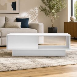 White LED Coffee Table with Functional Design