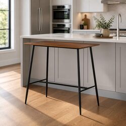 Rectangular Bar Table 120cm with Steel Frame and Oak Top