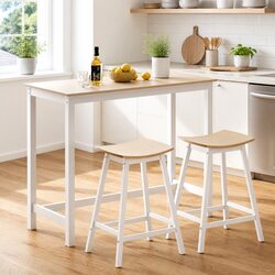 Bar Table and Stool Set in Solid Pine Wood Construction