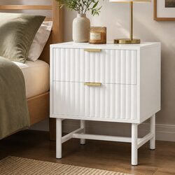 2-Drawer Bedside Table in White for Bedrooms
