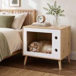 60cm MDF Bedside Table with Cat House Feature