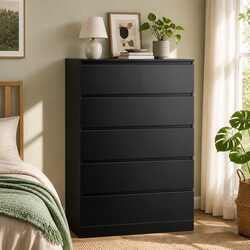 6 Drawer Bedroom Chest of Drawers Black Storage Unit
