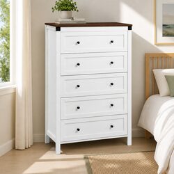 Five Drawer Chest with Metal Handles and Smooth Runners