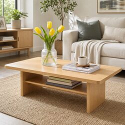 110cm Coffee Table with 2-Tier Storage and MDF Construction