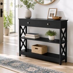 USB Console Table with 3-Tier Design and Power Outlets