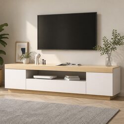 180CM Two-Tone White Wood TV Cabinet Unit