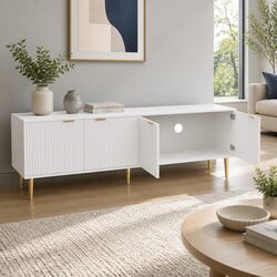 Precision 180CM White 4-Door TV Cabinet with Storage