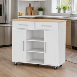 Kitchen Island Trolley Rolling Cart 100cm with Drawers