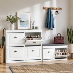 Functional Shoe Storage Cabinet and Bench Set