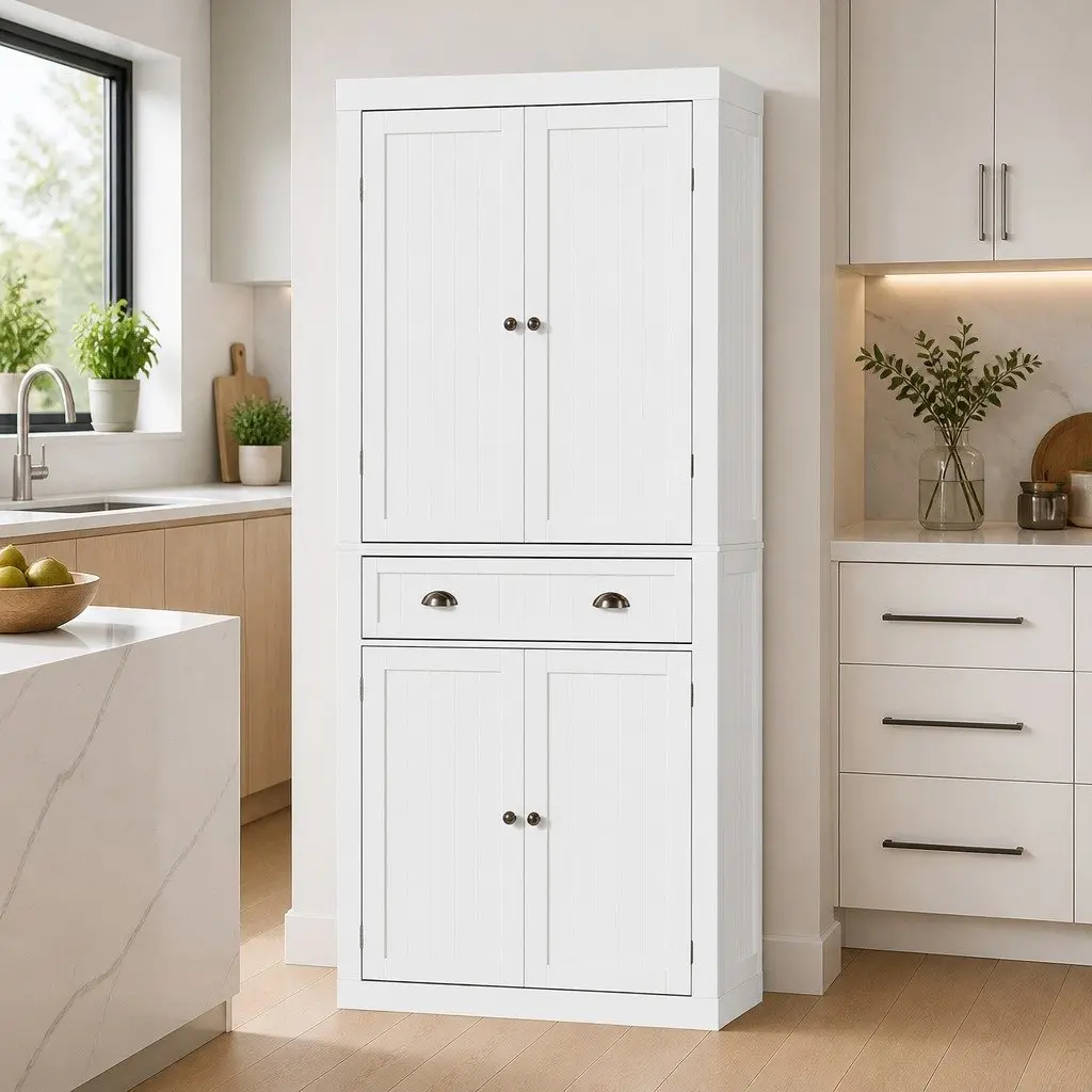 Buffet Sideboard Storage Cabinet 6-Tier White