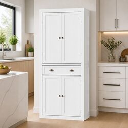 6-Tier White Storage Buffet Sideboard for Dining Rooms