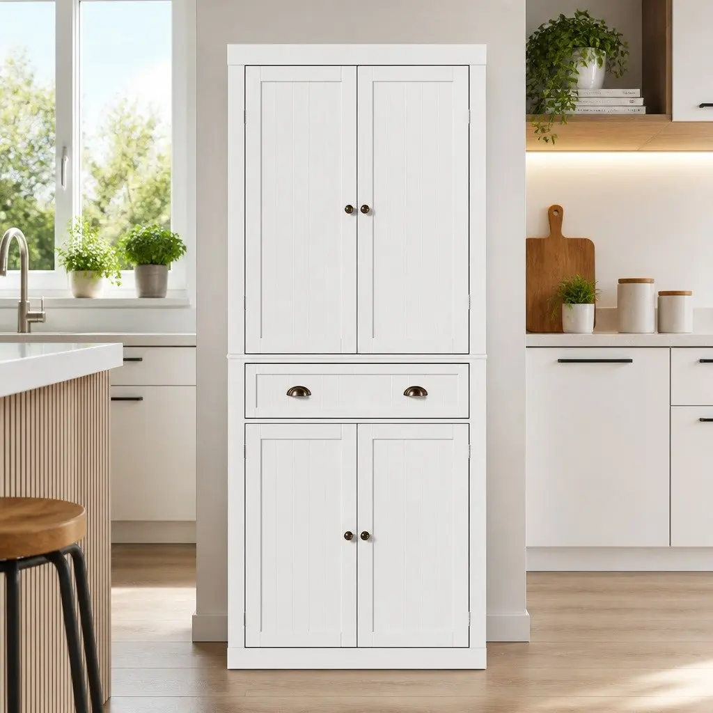 Buffet Sideboard Storage Cabinet 6-Tier White