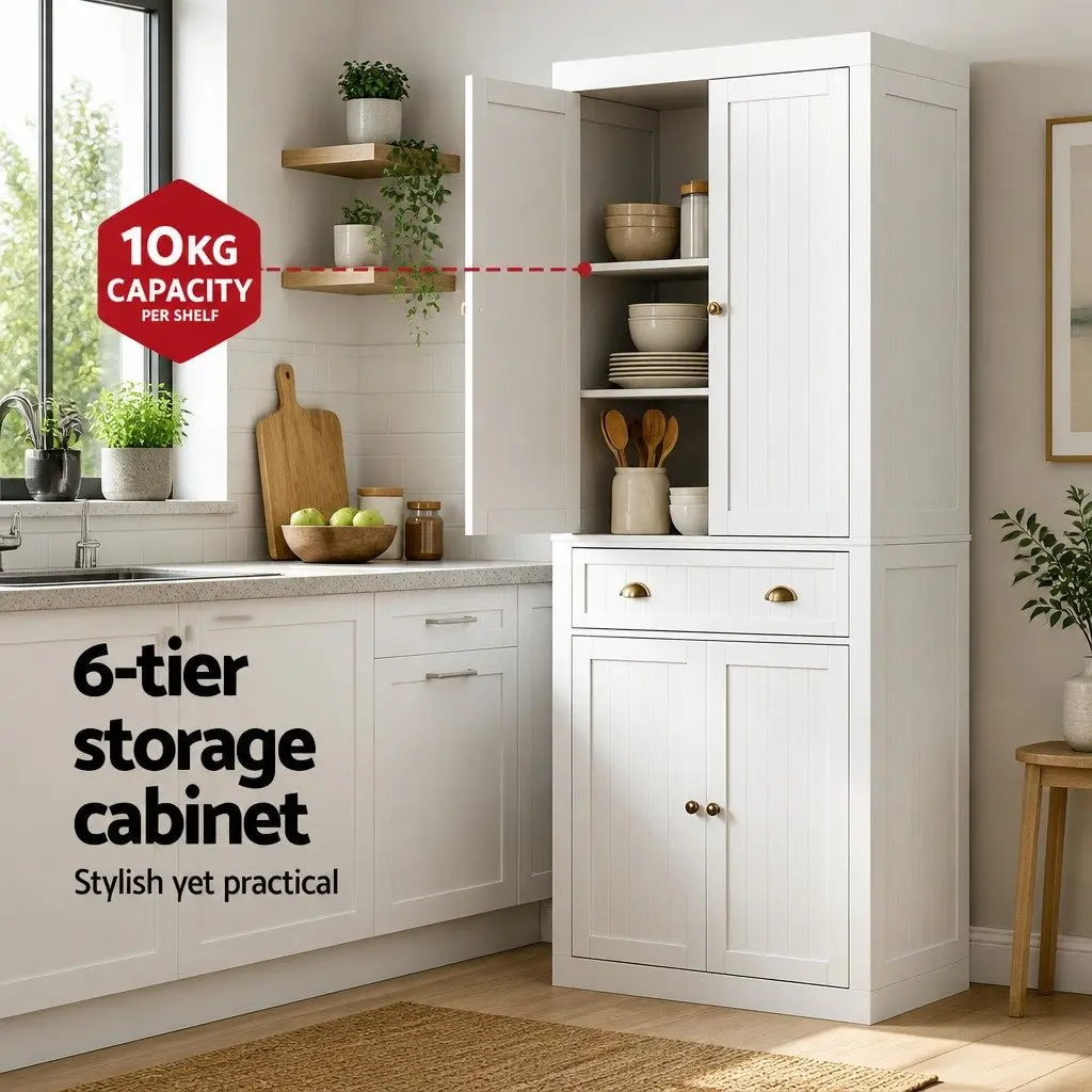 Buffet Sideboard Storage Cabinet 6-Tier White
