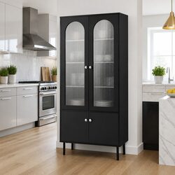 Functional Black Buffet Sideboard with 5-Tier Storage