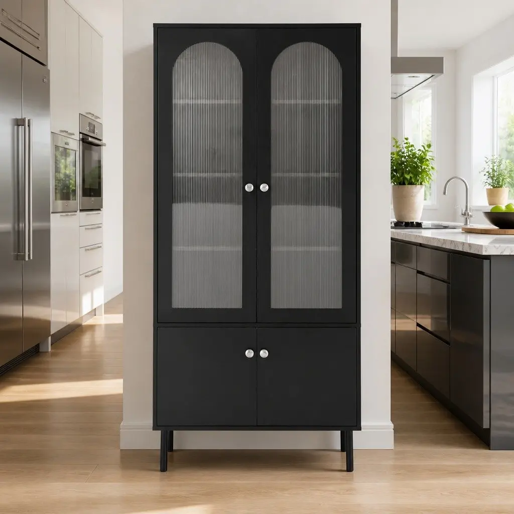 Buffet Sideboard Storage 5-Tier Black Cabinet