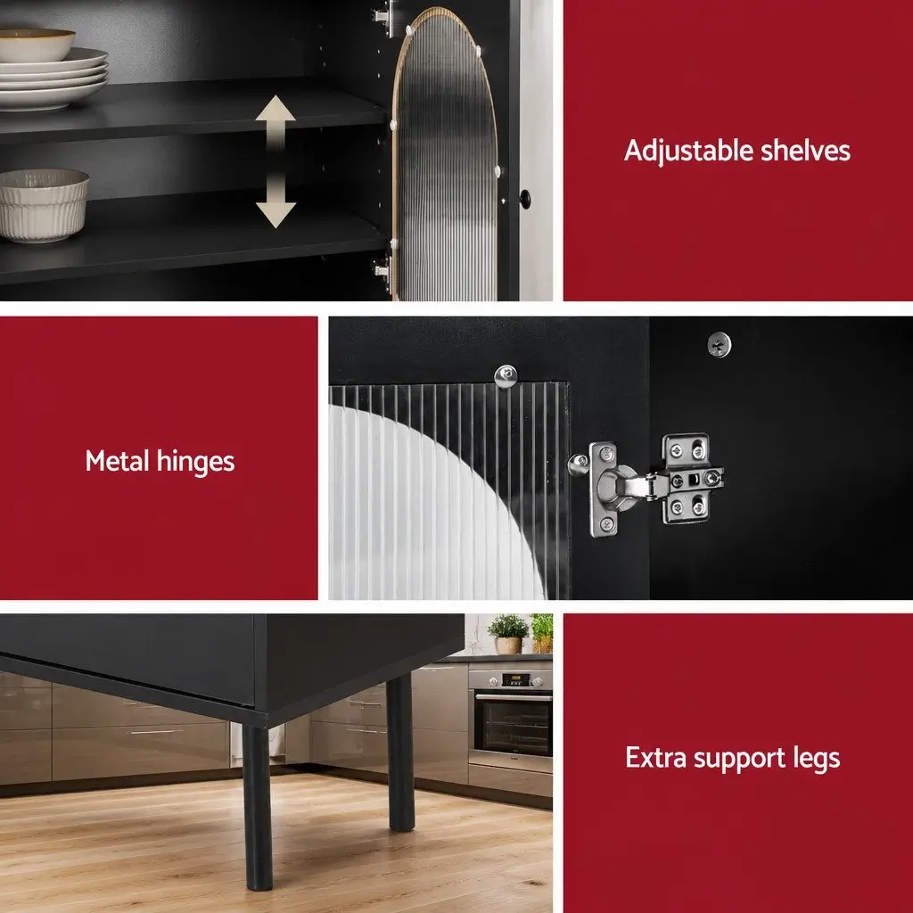 Buffet Sideboard Storage 5-Tier Black Cabinet