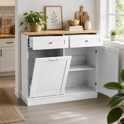 White Buffet Sideboard Cabinet with Adjustable Storage