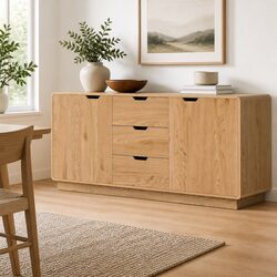 Buffet Sideboard Cabinet with Drawers and Oak Finish