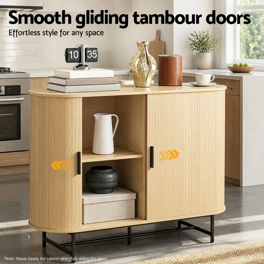 Storage Cabinet with Fluted Doors in Oak
