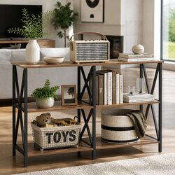 120CM Industrial Console Table with 3-Tier Shelving