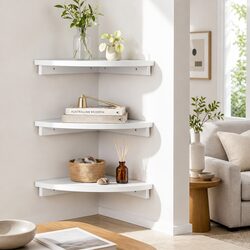 3-Piece Corner Floating Wall Shelf Set – White