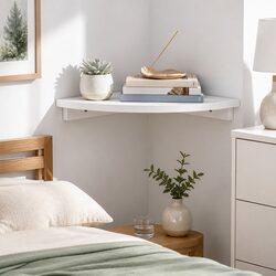 Corner Floating Wall Shelf White 25cm with 10kg Capacity